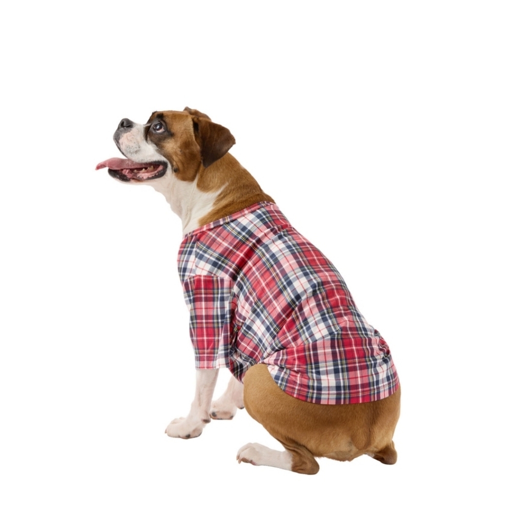 Pet Pajamas T Shirt XL Dogs Red White Navy Plaid NEW